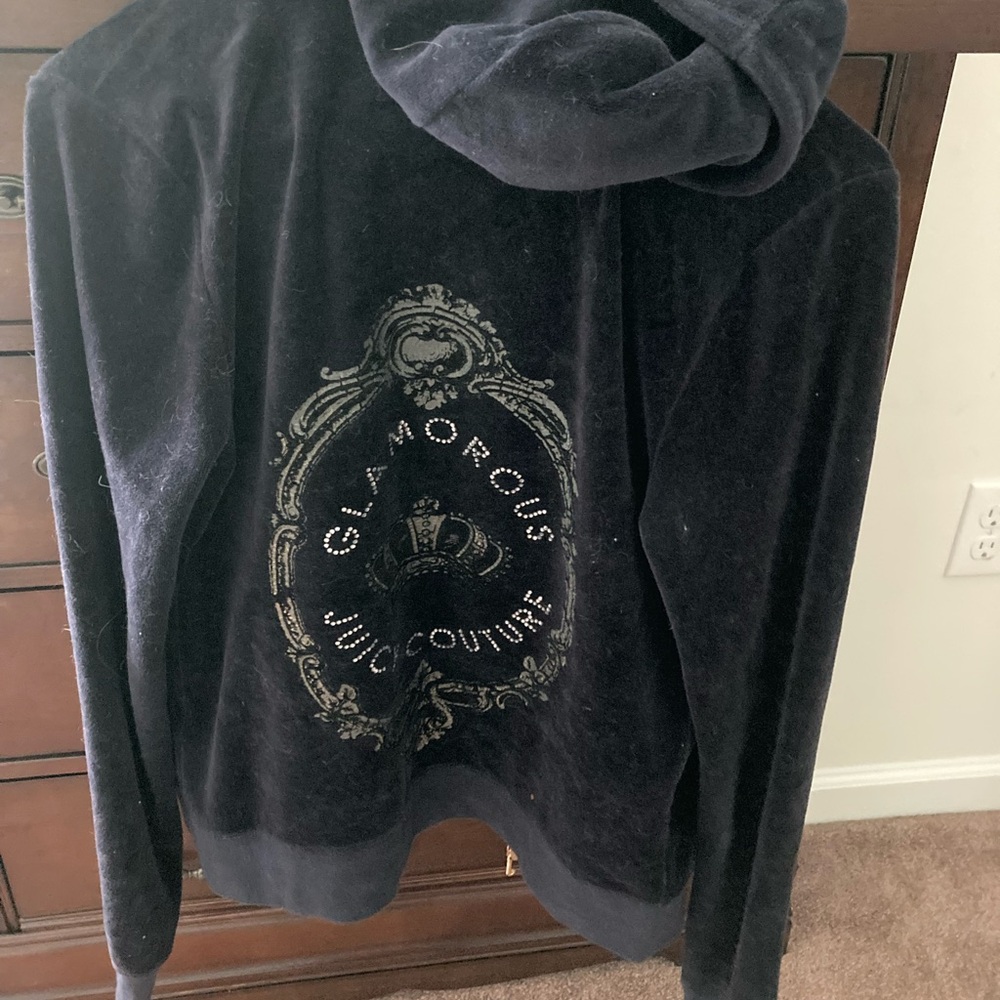 Juicy Couture Black Zip-Up Womens Sweater Navy Blue